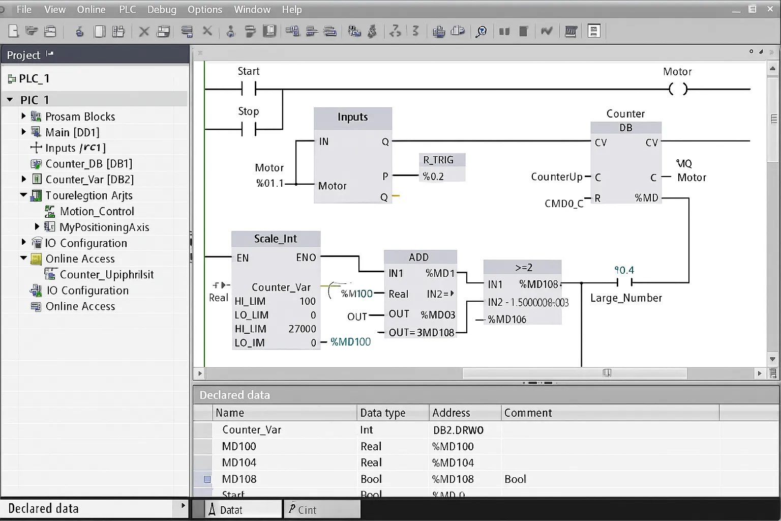 PLC 편집 화면 예시